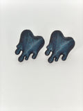 Earrings Dripping Hearts Black Galaxy