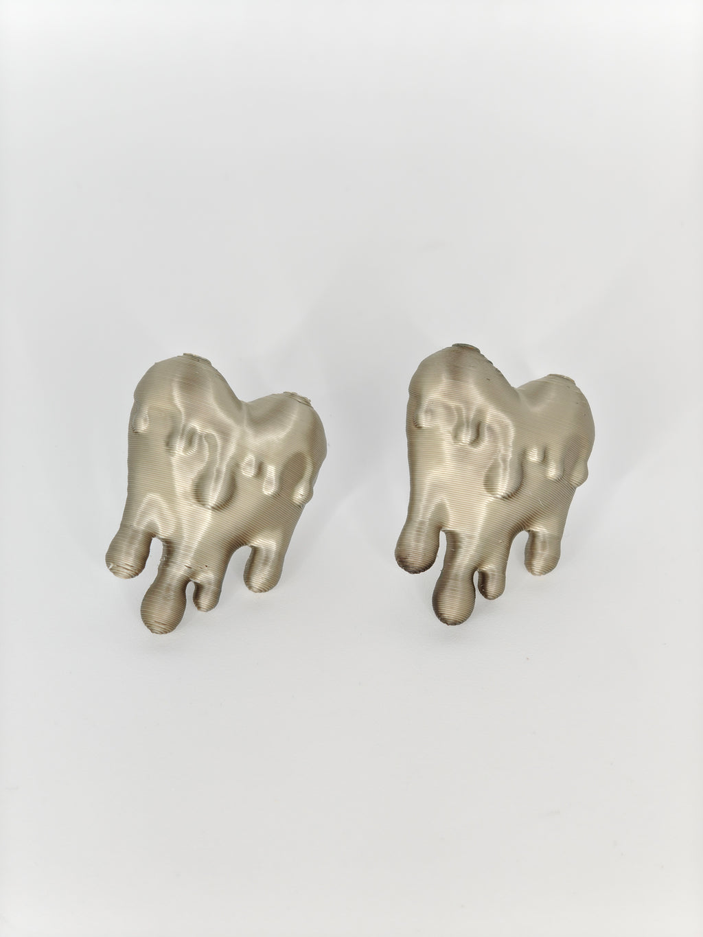 Earrings Hearts Embellished Khaki Recycled