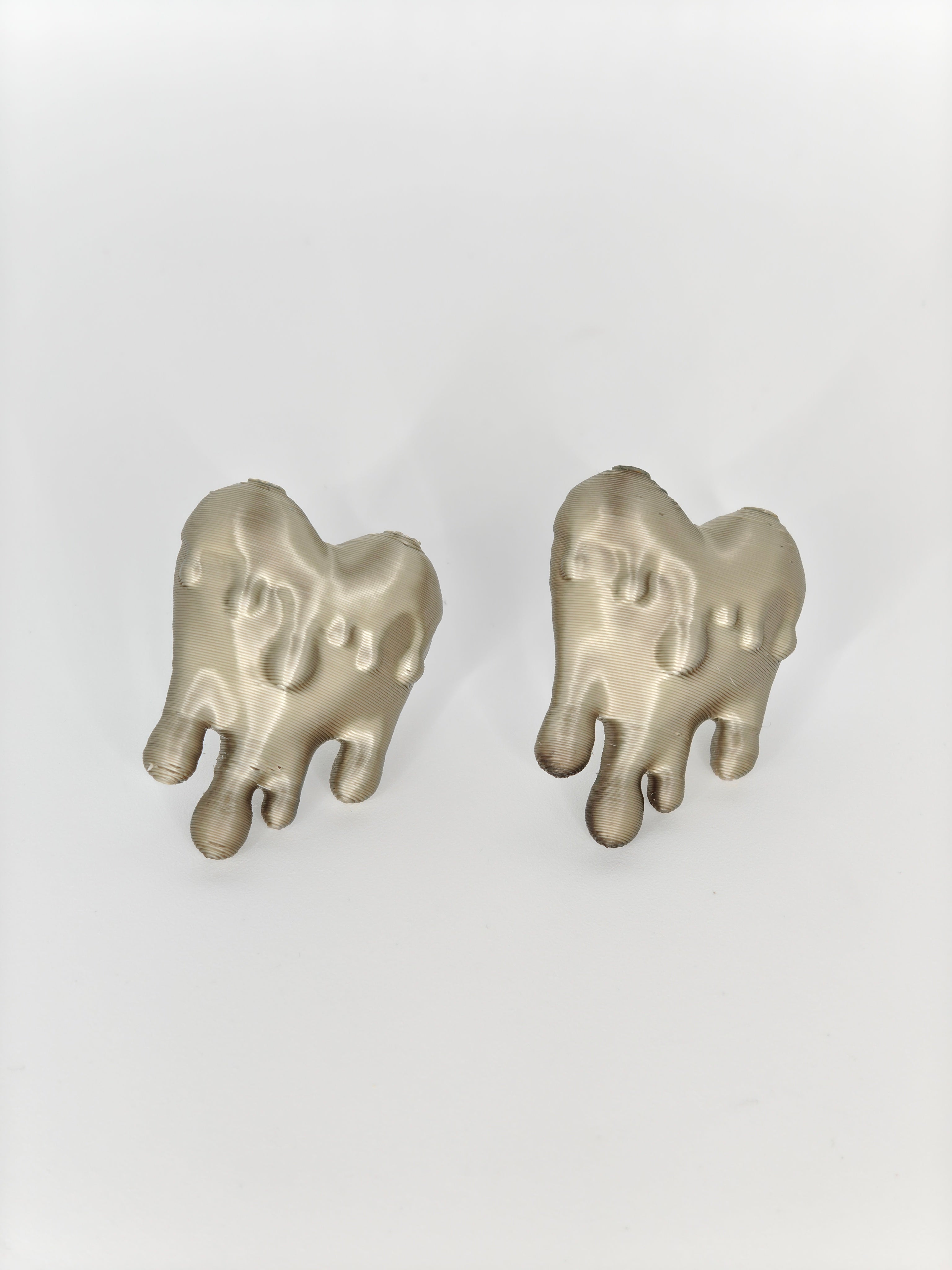 Earrings Hearts Embellished Khaki Recycled