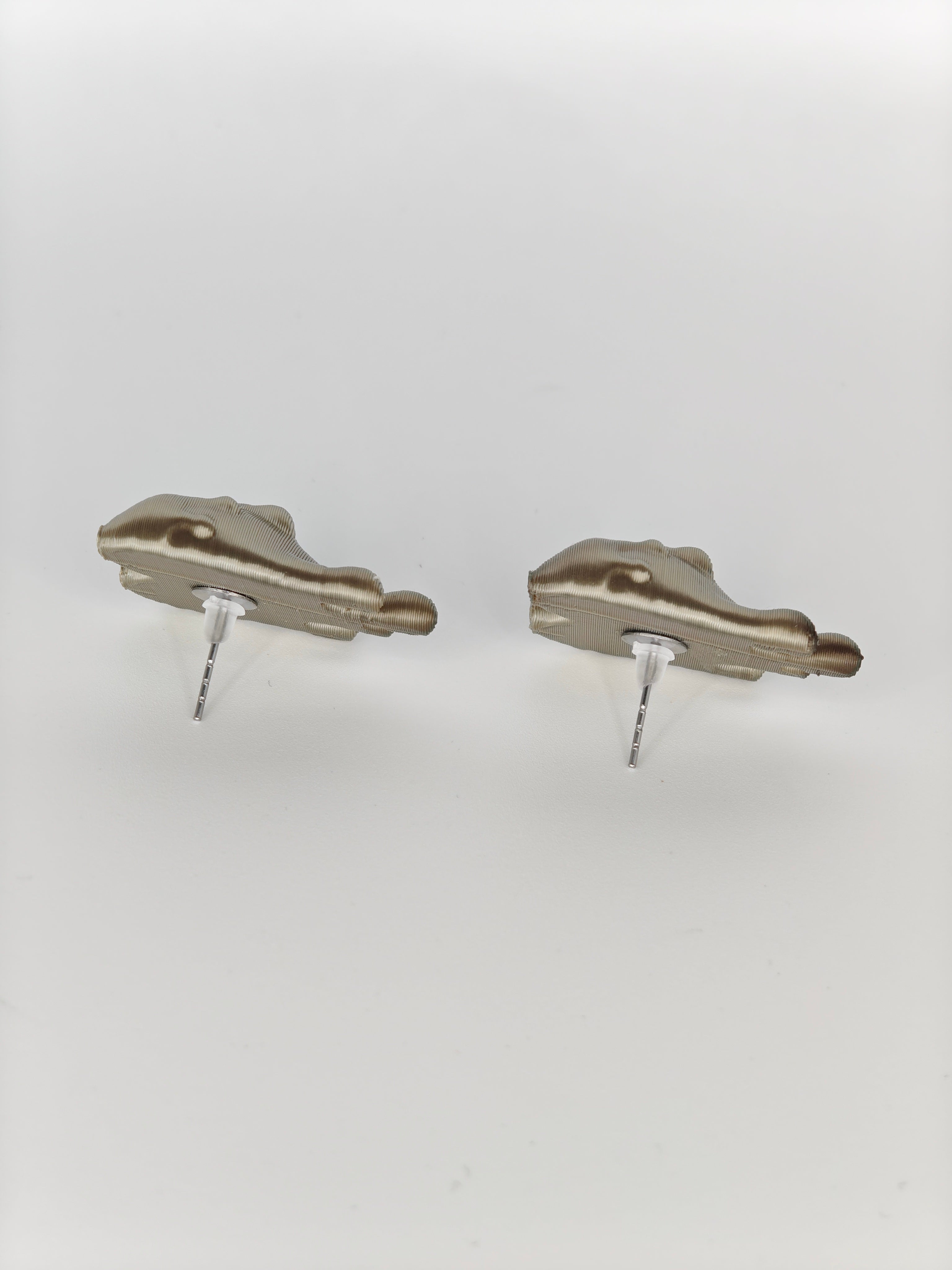 Earrings Hearts Embellished Khaki Recycled