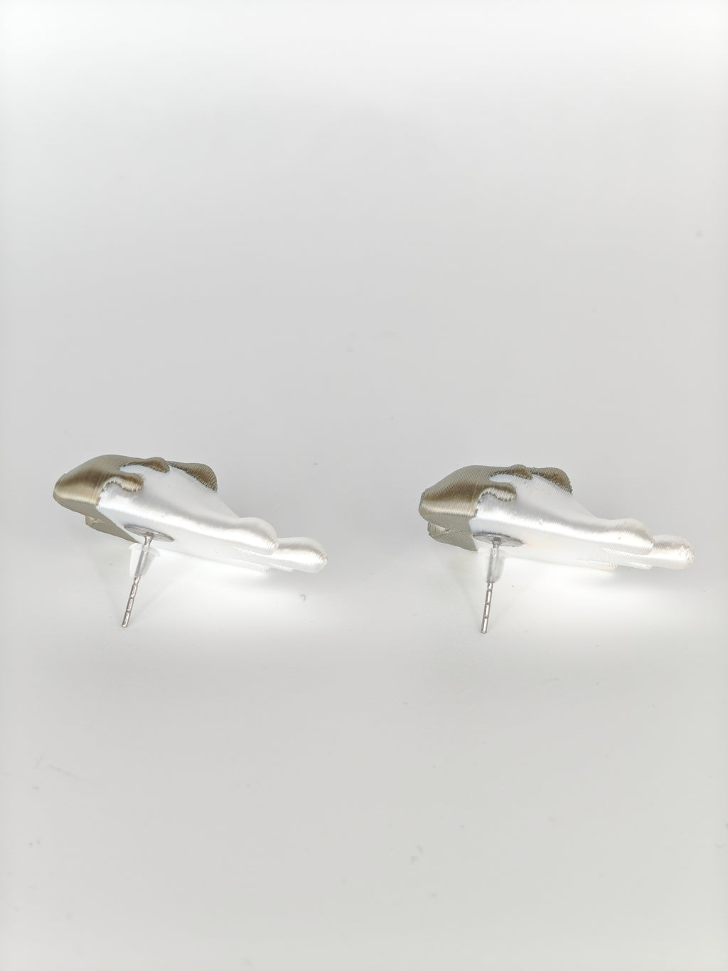 Earrings Hearts Embellished White & Khaki Silk Recycled