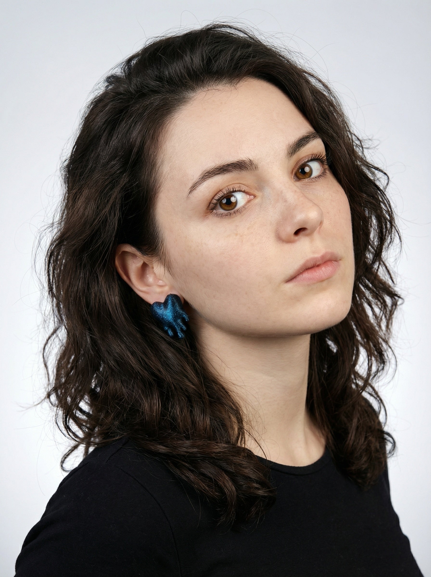 Earrings Dripping Hearts Black Galaxy