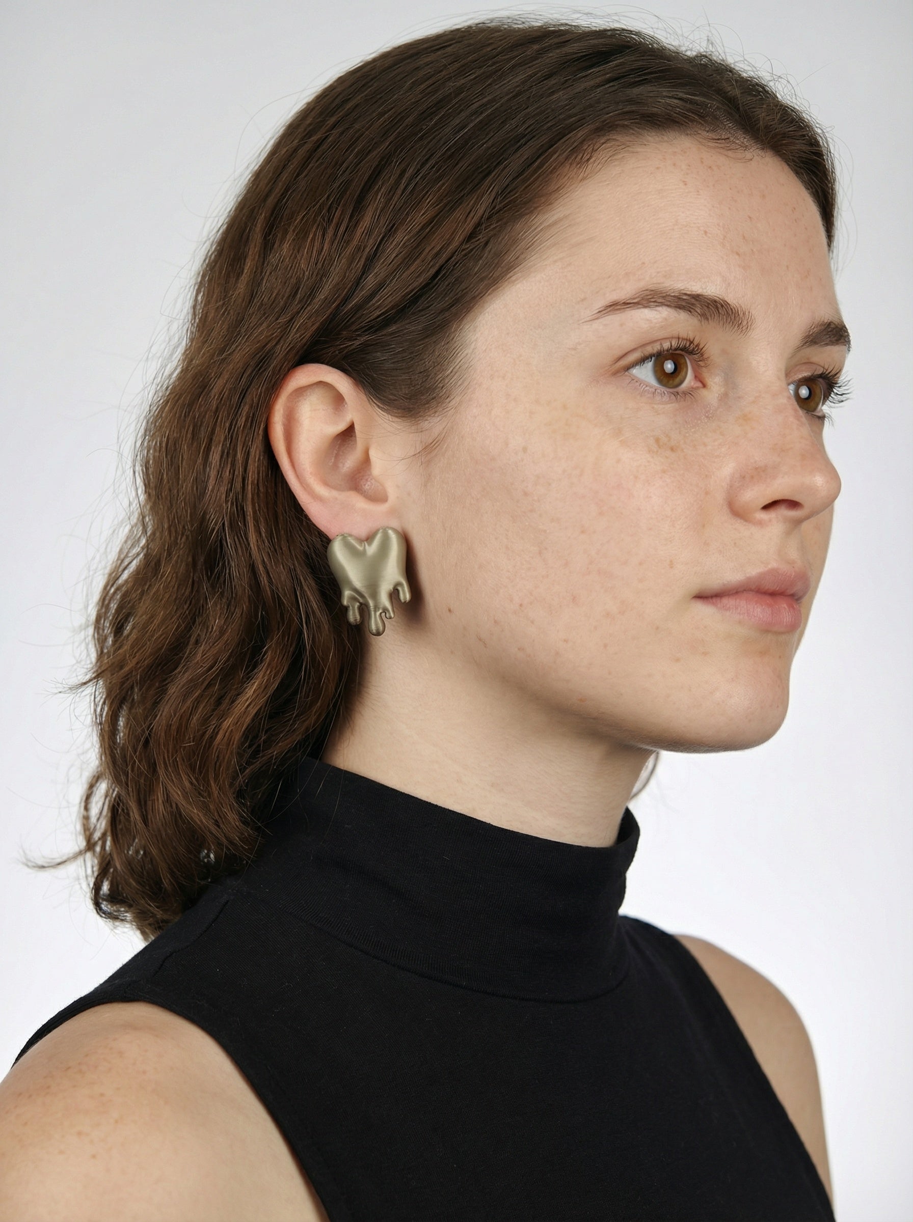 Earrings Melting Hearts Khaki Silk Recycled